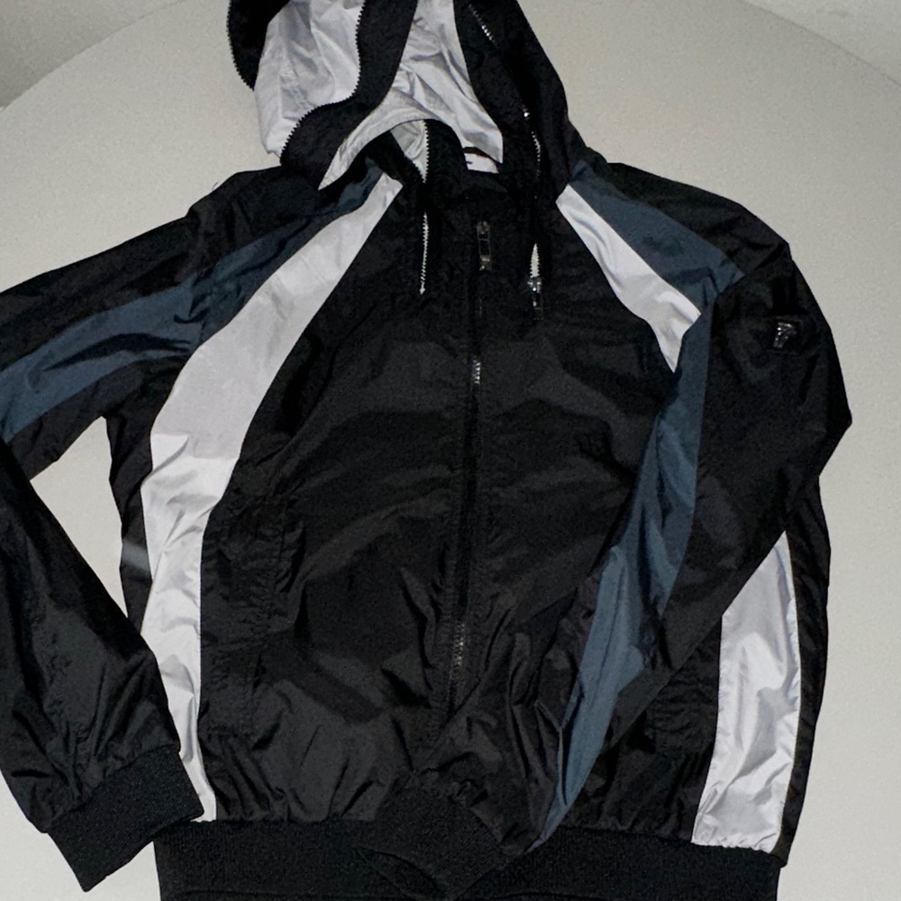 Versace collection black,blue  and Gray Men's Hooded Jacket NWot